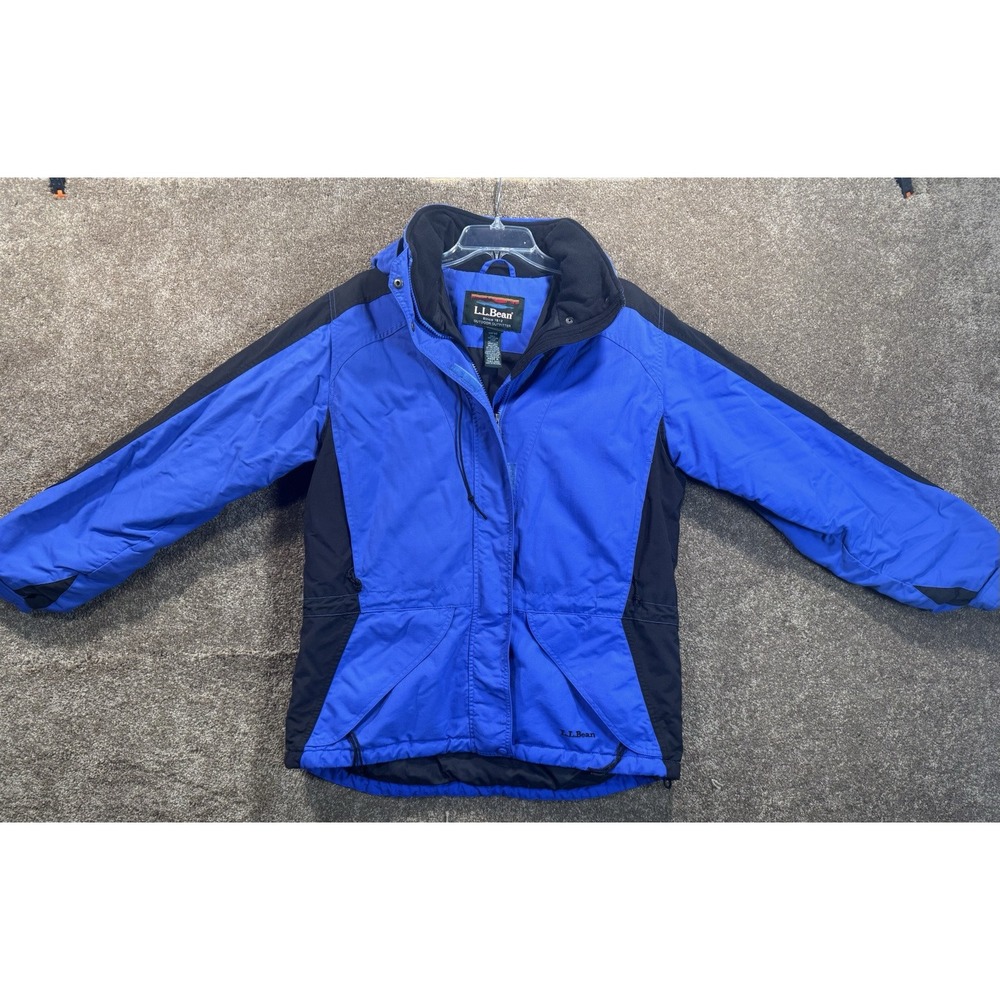 Vtg LL Bean Womens Thinsulate Lined Hooded Parka Jacket Blue 0RF98 Warm Coat